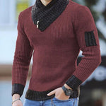 Men’s Slim Knit Pullover Sweater – Long Sleeve High Collar Casual British Style Sweater