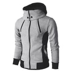 Men's Zip UP Hooded Jacket | Fake Two Piece Sports Cardigan | Casual Slim Fleece Sweatshirt Jacket