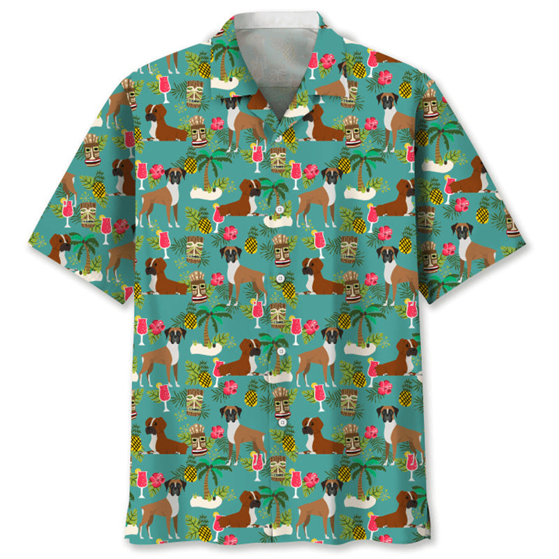 Trendy Cool Vintage Printed Shirt for Men – Slim Fit Short Sleeve Summer Fashion