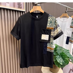 Men’s Summer Color Matching T-shirt | Slim Fit Camouflage Work Style Top