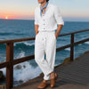 Loose Casual Long Sleeves Shirt and Trousers Two-Piece Set for Men – Lightweight Linen Outfit