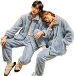 Plush Couple Thermal Zipper Suit – Thick Flannel Homewear Set for Men and Women