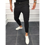 Men’s Lace-Up Casual Jogging Pants – Solid Color, Mid-Waist, Slim Fit Sportswear