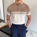 Men’s Casual Striped Polo Shirt – Thin Short-Sleeve Summer Top with Cotton Comfort