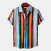 New Men’s Contrast Color Striped Shirt – Cotton Casual Short Sleeve Top for Summer Style