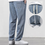 Men’s Summer Loose Wide Leg Jeans – Fashion Drawstring Elastic Straight Denim Trousers