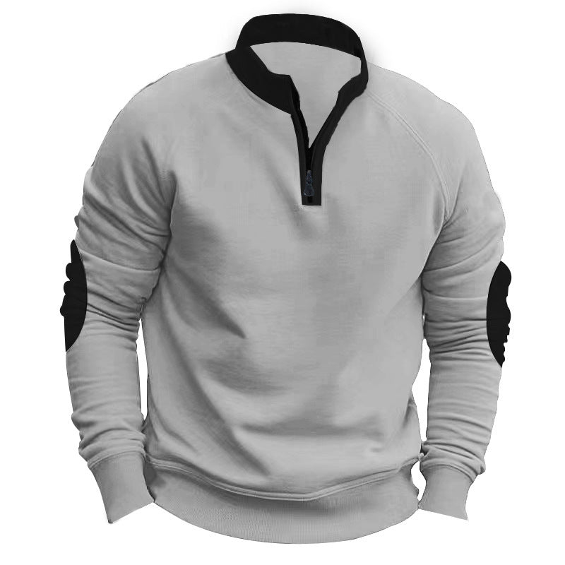 Stand Collar Half Zip Pullover Long Sleeve Coat – Casual Loose Fit Men’s Outerwear