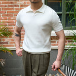 Men’s Retro Casual Knitwear – Soft Lyocell Business Pullover with Ribbed Hemline for Everyday Style