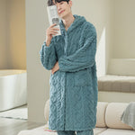 Men’s Coral Fleece Cardigan Pajamas – Long Sleeve Homewear Set, Warm and Comfortable for Winter and All Seasons