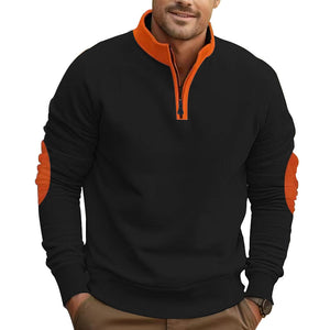 Stand Collar Half Zip Pullover Long Sleeve Coat – Casual Loose Fit Men’s Outerwear
