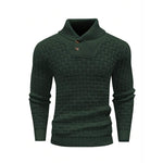 Men’s Slim Turtleneck Sweater – Button Design Pullover, Thick Solid Color Casual Fashion Top