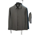 Men’s Spring & Autumn Vertical Striped Shirt – Casual Long Sleeve Cardigan Style for Daily Wear