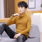Slim-Fit High Neck Sweater for Men – Long Sleeve Cotton Blend Winter Pullover Turtleneck Top