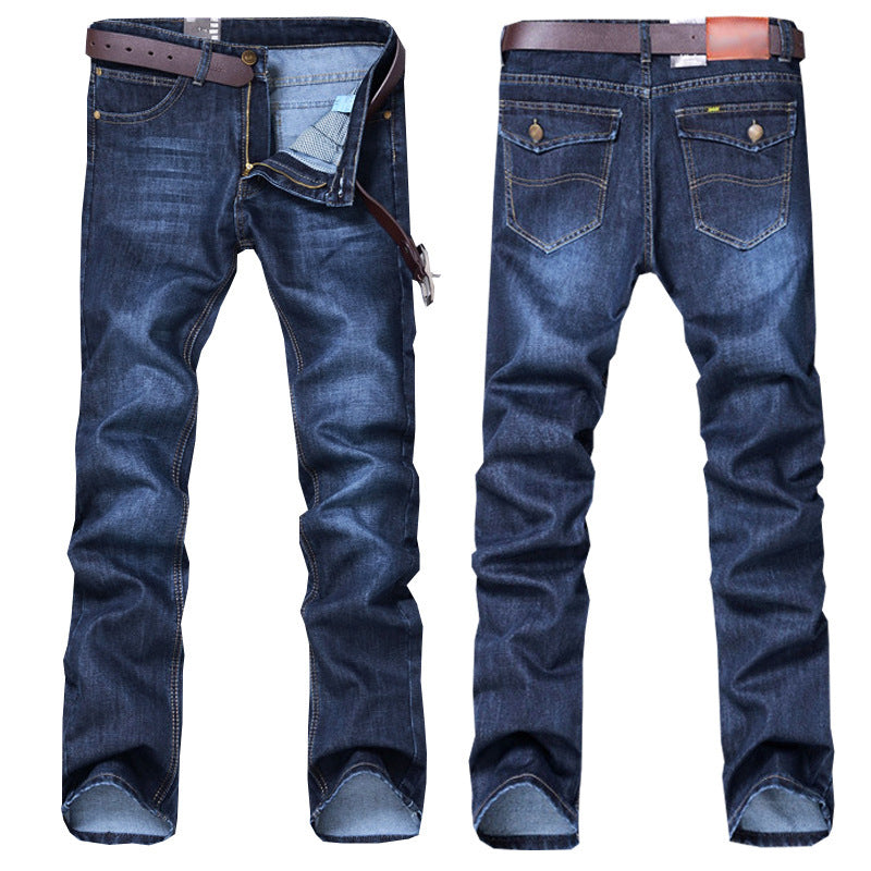 Men’s Straight Slim Jeans – Fall Winter Fashion, Stackable Straight Leg Denim Trousers