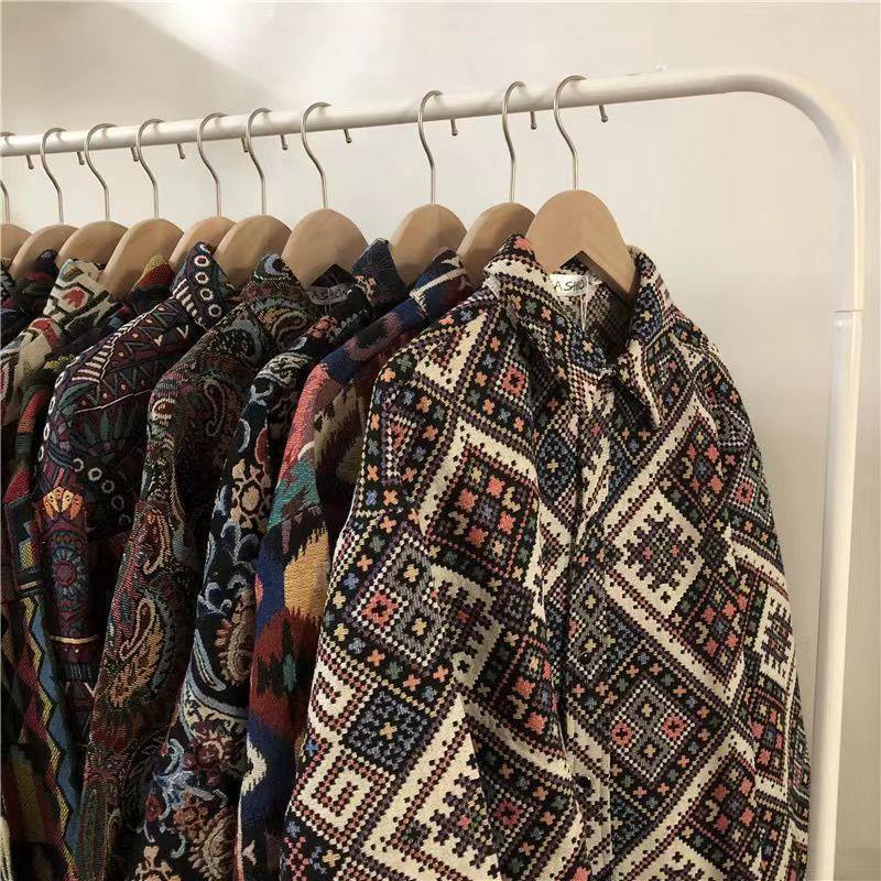 Loose Japanese-Style Retro Ethnic Long Sleeve Shirt – Autumn & Winter Cardigan for Youth Couples
