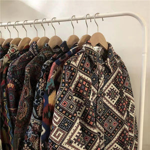 Loose Japanese-Style Retro Ethnic Long Sleeve Shirt – Autumn & Winter Cardigan for Youth Couples