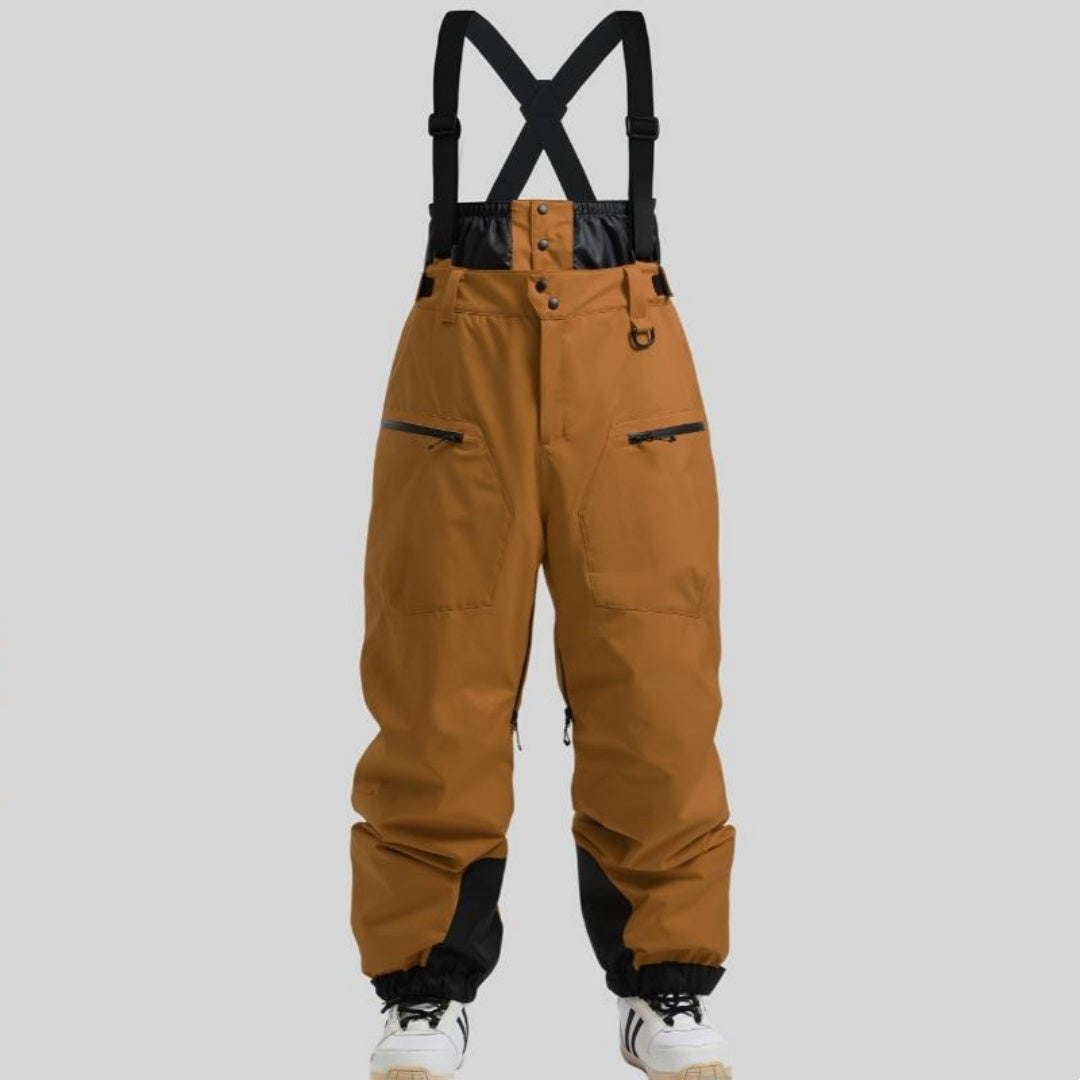 Men's Waterproof Strap Ski Pants – Thickened Winter Snow Pants with Flame Retardant Fabric
