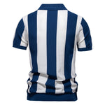 Men’s Lapel Short-Sleeved Woolen Polo Shirt – Classic Striped Summer Top for Casual & Smart Wear
