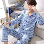 Men’s Cotton Long-Sleeve Pajama Set – Loose Trousers & Top | Comfortable Autumn and Winter Homewear for Men