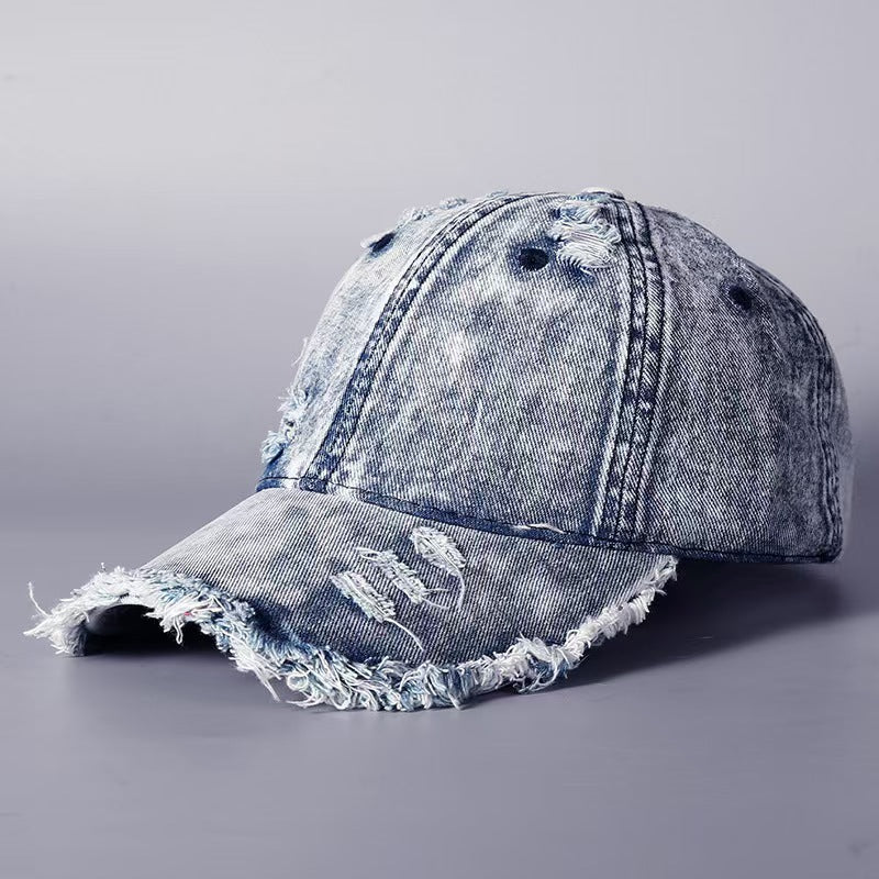Washed Denim Burr Baseball Cap – Vintage Cotton Sun Hat for Men & Women | Casual Windproof Dome Cap