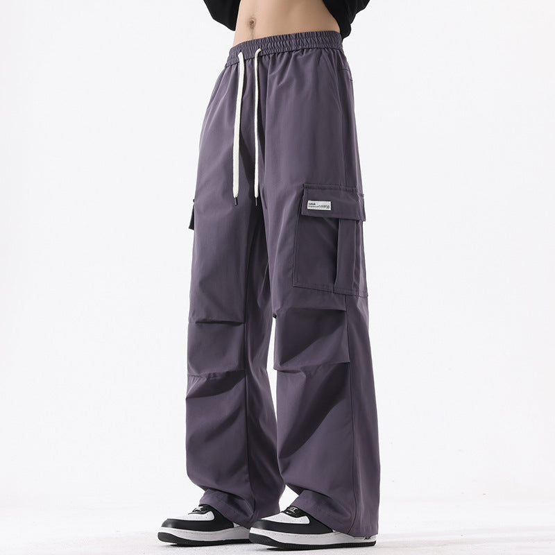 Couple American Retro High Street Pleated Straight Cargo Pants – Trendy Teen Fashion Trousers