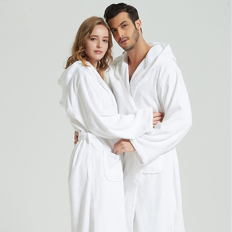 Pure Cotton Hotel Bathrobe – Thick Towel Material Nightgown for Men, Women & Kids | Soft Comfortable Homewear