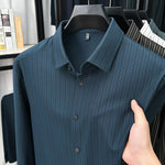 Men’s Spring & Autumn Vertical Striped Shirt – Casual Long Sleeve Cardigan Style for Daily Wear