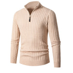 Men’s Half-Turtleneck Zip-Up Sweater – Slim Fit Long Sleeve Pullover Winter Fashion Top