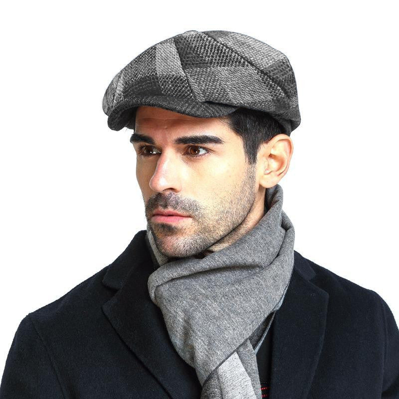 European & American Style Pattern Octagonal Cap – Winter Warm Hat | Casual, Dome Crown, Medium to Extra Large Sizes