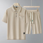 Men’s Sports Suit – Short-Sleeve Lapel T-Shirt & Shorts Two-Piece Set | Lightweight Running and Leisure Outfit