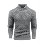 Men’s Slim Turtleneck Sweater – Button Design Pullover, Thick Solid Color Casual Fashion Top