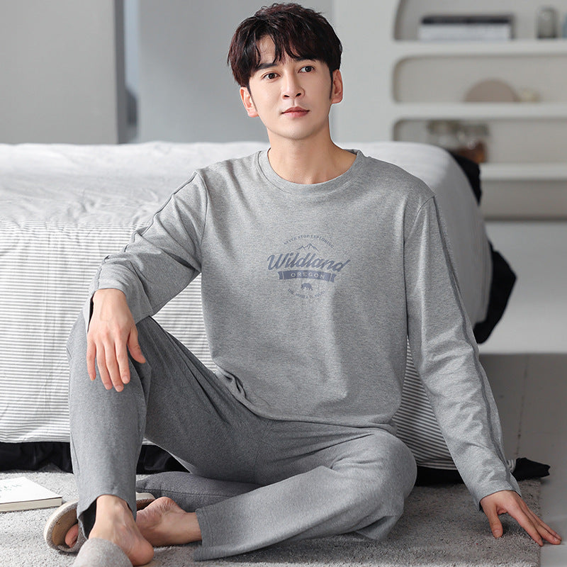 Men’s Cotton Long Sleeve Pajamas – Comfortable Pullover Homewear | Leisure, Sleep & Outdoor Wear