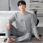 Men’s Cotton Long Sleeve Pajamas – Comfortable Pullover Homewear | Leisure, Sleep & Outdoor Wear