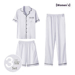 Men’s Ice Silk Homewear Three-Piece Suit – Lightweight Pajamas with Shorts and Trousers for Comfortable Relaxation