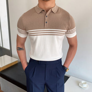 Men’s Casual Striped Polo Shirt – Thin Short-Sleeve Summer Top with Cotton Comfort
