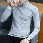 Slim-Fit High Neck Sweater for Men – Long Sleeve Cotton Blend Winter Pullover Turtleneck Top