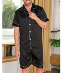 Men's Summer Satin Lapel Homewear Set – Thin Breathable Short-Sleeved Sleepwear Suit for Cool Comfort