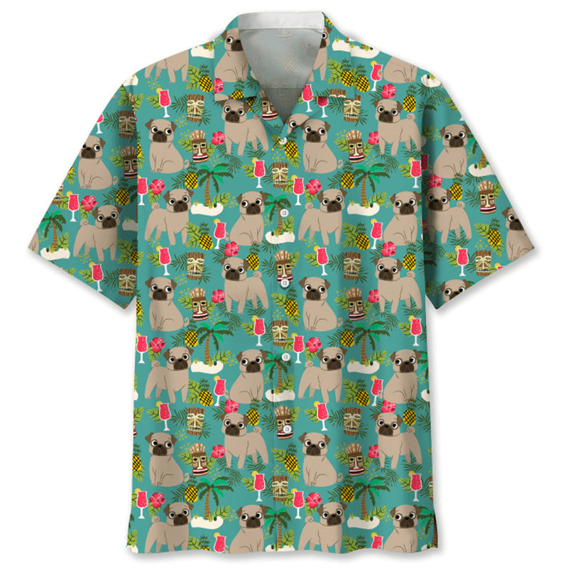 Trendy Cool Vintage Printed Shirt for Men – Slim Fit Short Sleeve Summer Fashion