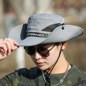 Men’s Large Brim Outdoor Hat – Mountaineering, Fishing & Travel | Breathable, Sunscreen, Flat Top Visor Hat