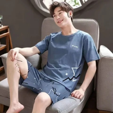 Men's Summer Short Sleeve Shorts Suit Korean Style Loose