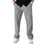 Men’s Sports Casual Trousers – Loose Straight Pants with Drawstring, Comfortable Waffle Fabric for Everyday Wear