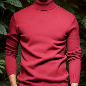 Men’s Solid Color Soft Viscose Turtleneck Sweater – Comfortable and Stylish Winter Knitwear