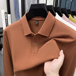 Mercerized Cotton Long-Sleeved Polo Shirt for Men – Breathable Casual Dad Style Top for Spring & Autumn