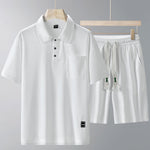 Men’s Sports Suit – Short-Sleeve Lapel T-Shirt & Shorts Two-Piece Set | Lightweight Running and Leisure Outfit