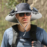 Outdoor Wide Brim Sun Hat With Solar Fan – USB Charging, Adjustable, Breathable, Waterproof, Windproof, Summer Fishing Hat