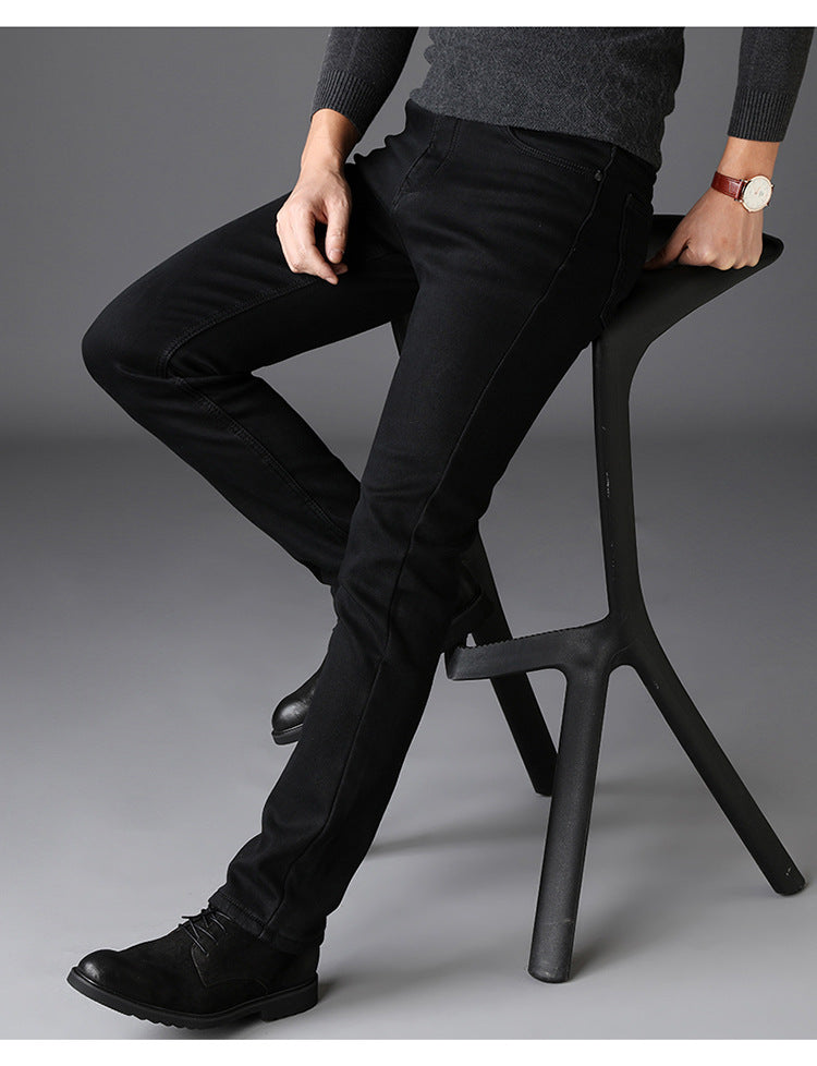 New Men's Jeans Slim Straight Denim Pants – Mid Waist Cotton Trousers for Casual Everyday Style