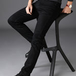 New Men's Jeans Slim Straight Denim Pants – Mid Waist Cotton Trousers for Casual Everyday Style
