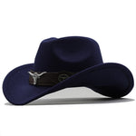 Fashion Woolen Western Denim Top Hat – Sun Protection Hat | Polyester, Stylish Outdoor Cap, Casual Streetwear, Adjustable M Size