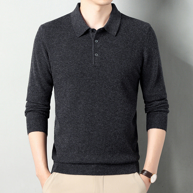 Men’s Winter Wool Lapel Long Sleeve Shirt – Thick Warm Casual Top for Cold Weather