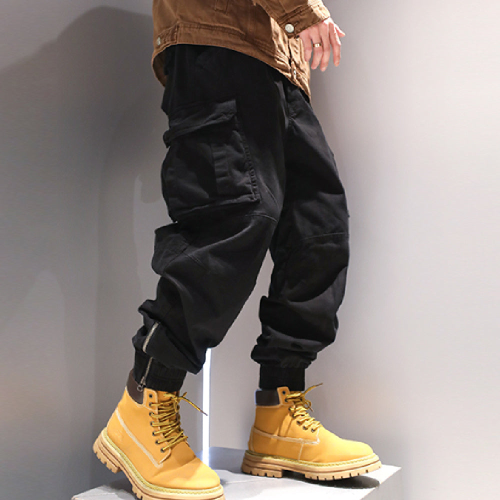 Youth Foot Binding Zipper Design Casual Pants – Trendy Cotton Blend Daily Wear Trousers